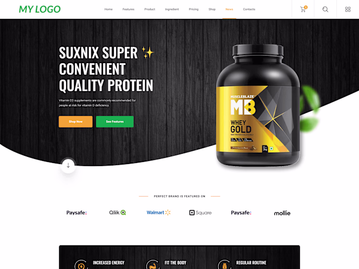 Energetic Website UI Design for Fitness & Wellness Brands