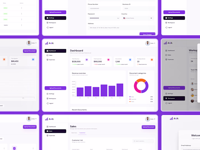 UI/UX Design for A4A's Financial Management Platform