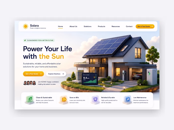 Solar landing page