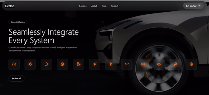 Cinematic Electric Vehicle Landing Page