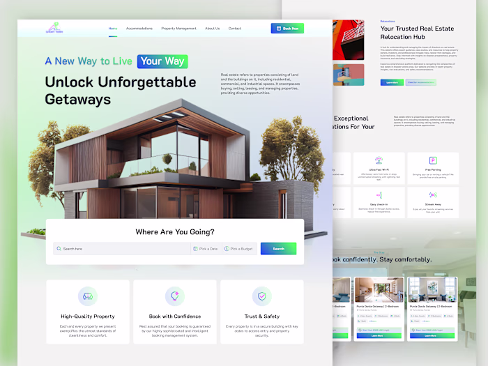 Real Estate & Rentals Website UI/UX Design for Short Term FR