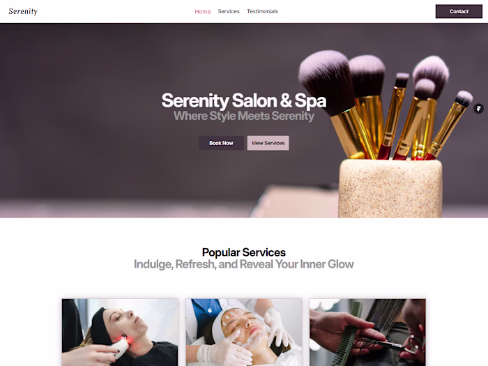 Serenity Salon & Spa Website Design