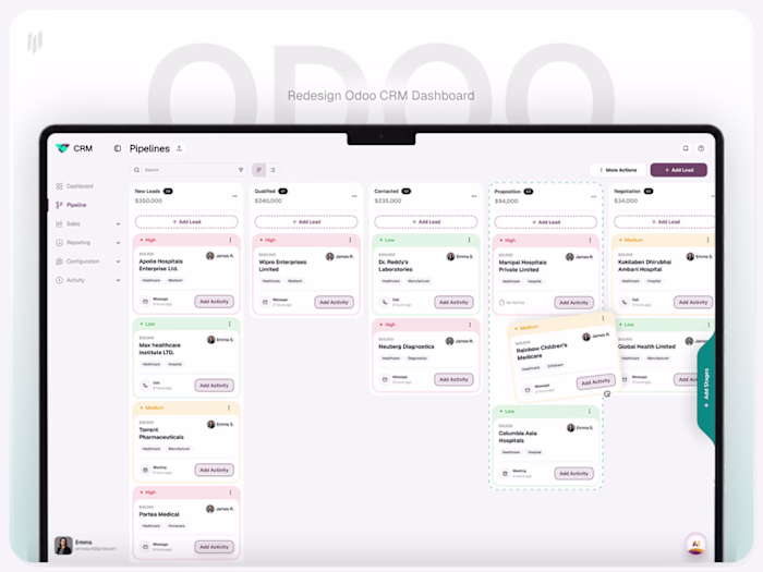 Odoo CRM - Simplifying Sales Pipeline | UI/UX Case Study