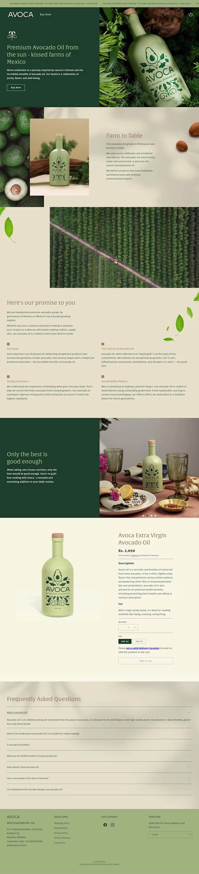 AVŌCA — Shopify Store Development
This