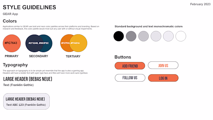 GEAR brand kit concept for UX/UI/Marketing