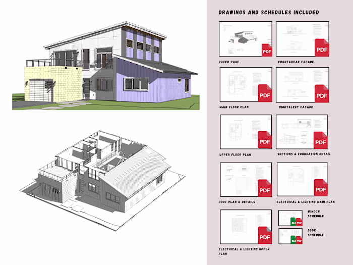 Modern Single Family 42' X 48' Permit Set