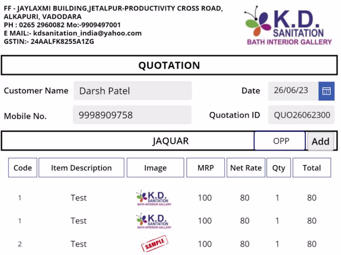 Quotation Maker Application