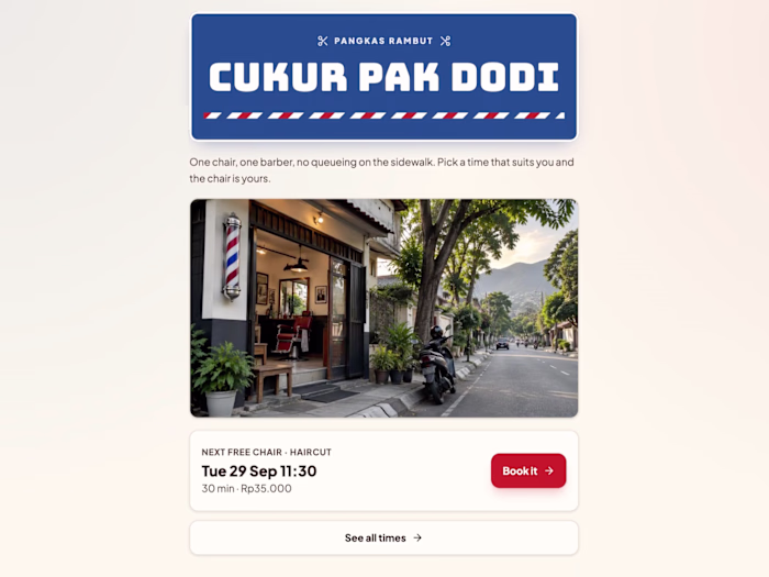 Cukur Pak Dodi: self-service booking