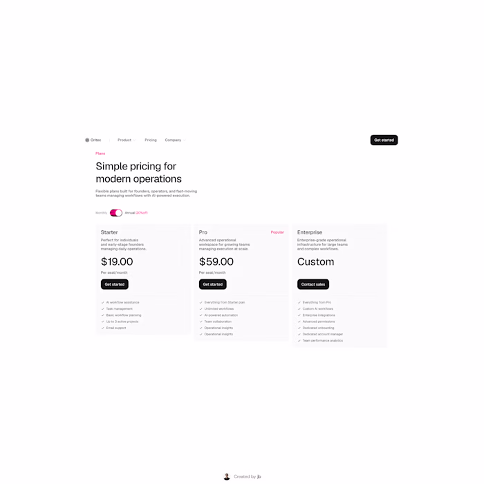 Pricing section 