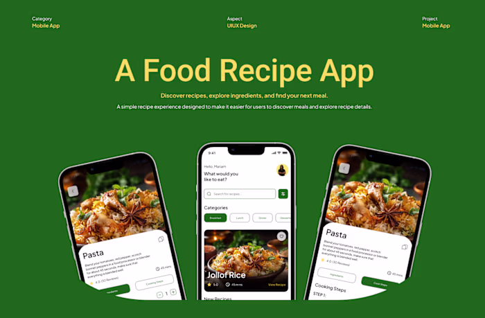 A simple recipe experience designed