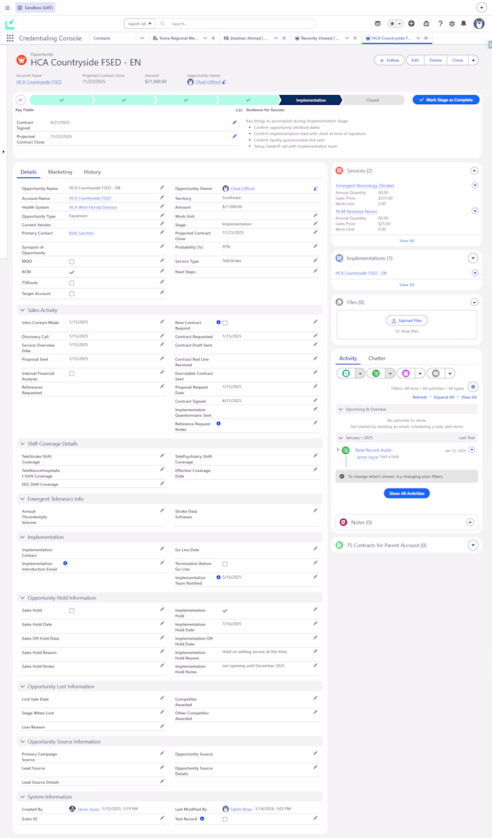 Salesforce CRM Setup and Sales