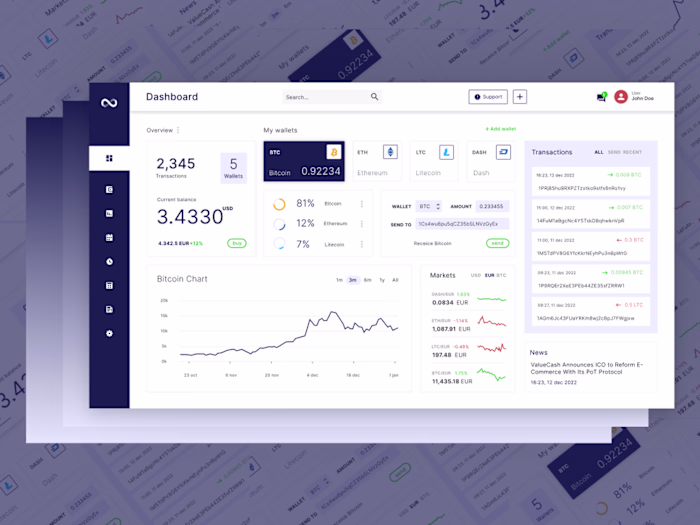 CoinLink Cryptocurrency Dashboard UI