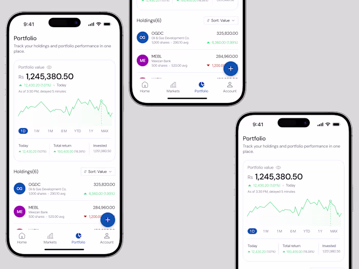 I designed the portfolio feature for a stock tracking app. T...