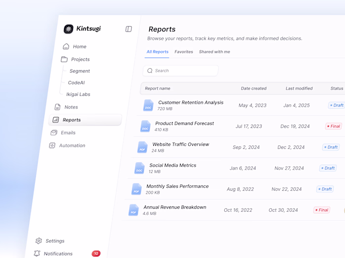 Research & Data Storage Dashboard