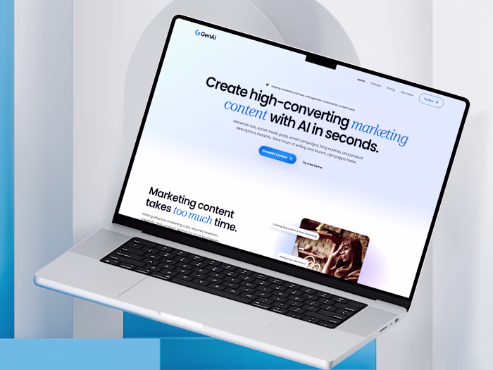 AI SaaS Website Design | Marketing Content Generator Web design