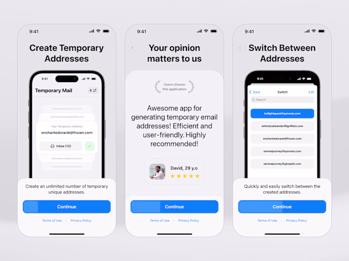 Onboarding Design for Temporary Mail App
