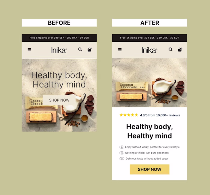 Before vs After A simple hero redesign with big impact: Adde...