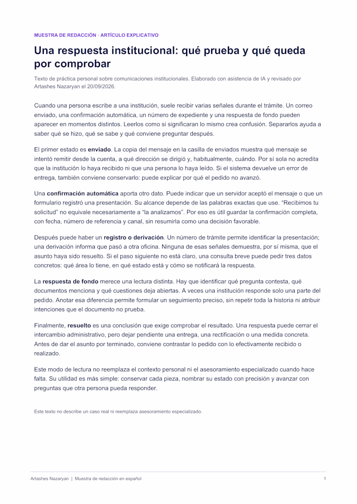 Institutional communications | Spanish explanatory article