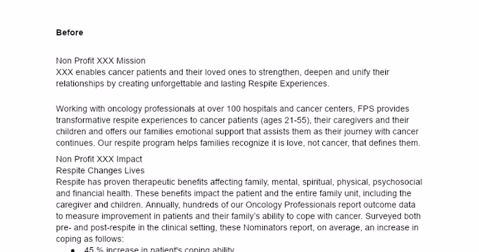 Non Profit XXX Mission Clarity Enhancement