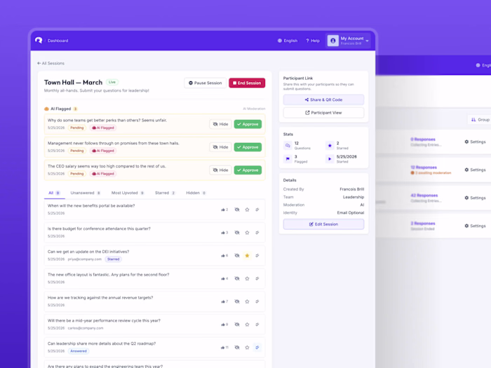 Interactive Prototype Design for Live Q&A