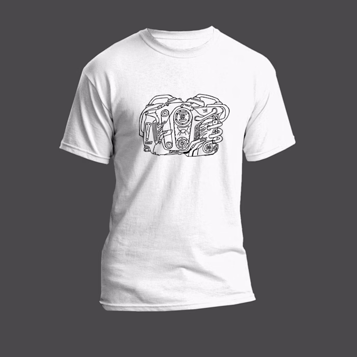 Just finished creating a minimal mechanical line-art T-shirt...