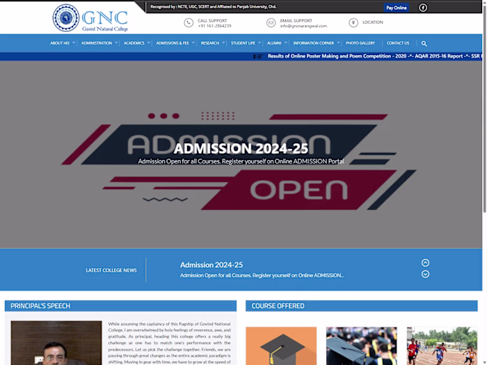 Govind National College: College Website