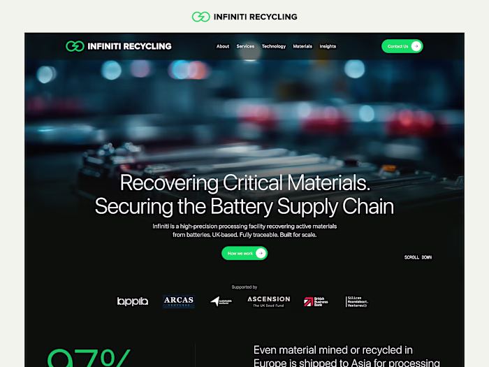 Infiniti Recycling Website Redesign