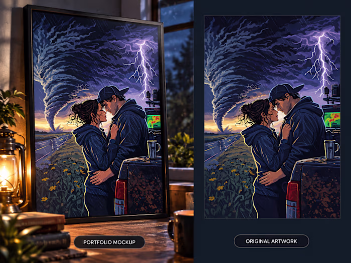 Romance Storm Vector Illustration | Cinematic Book Cover Art...