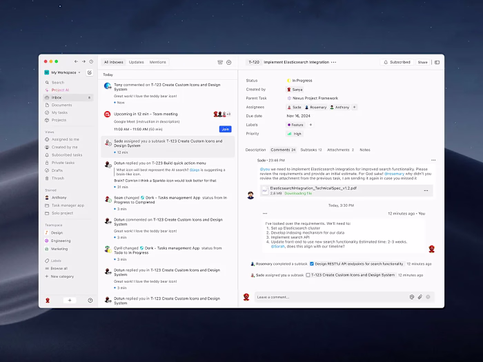 Inbox [Dock - Tasks/Projects Management Concept] - (Dark)