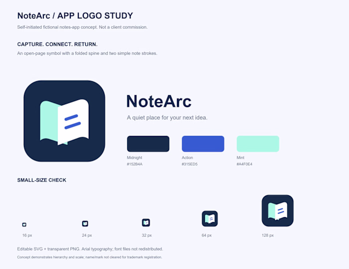 NoteArc - original app icon and visual identity study