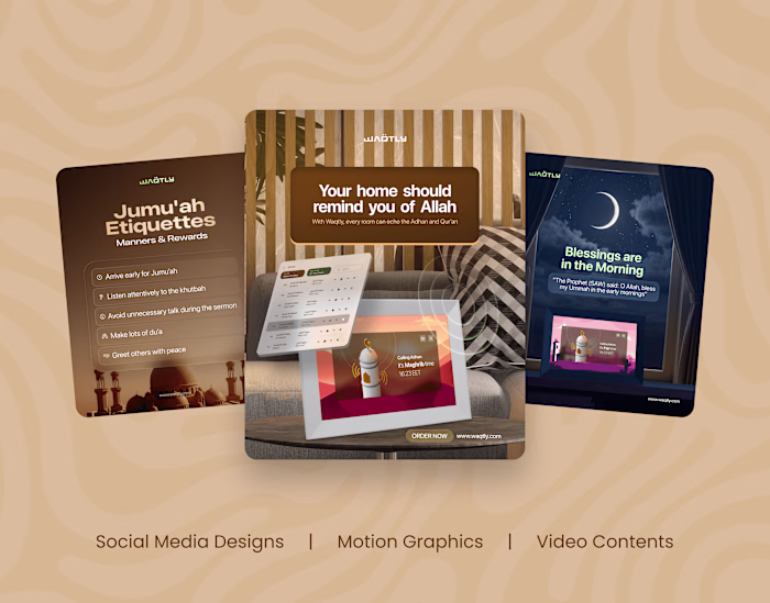 Visual Content and Marketing Creatives for Waqtly