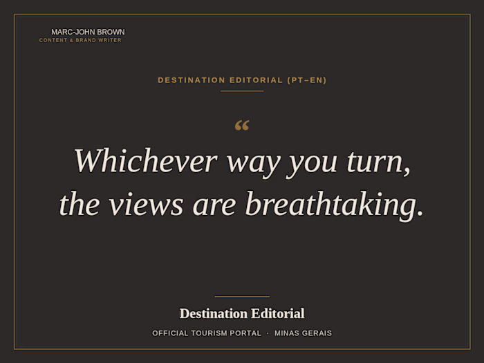 Tourism Destination Copy — Minas Gerais Portal