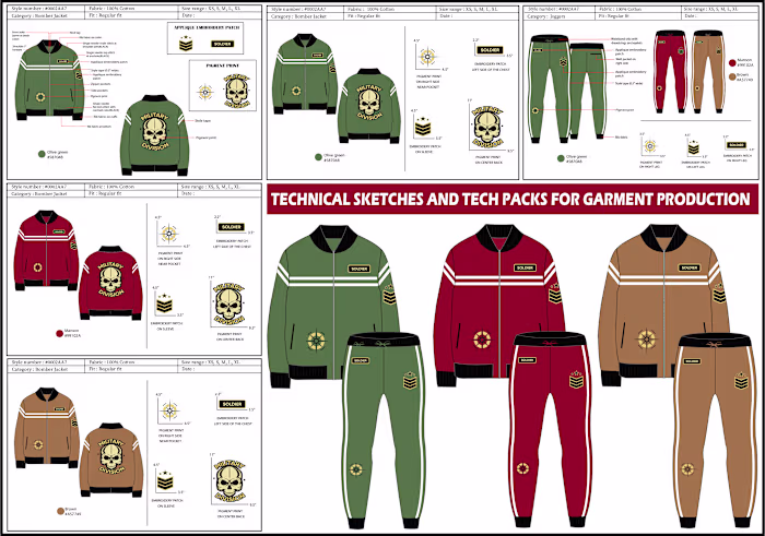 APPAREL DESIGNS AND FLAT SKETCHES