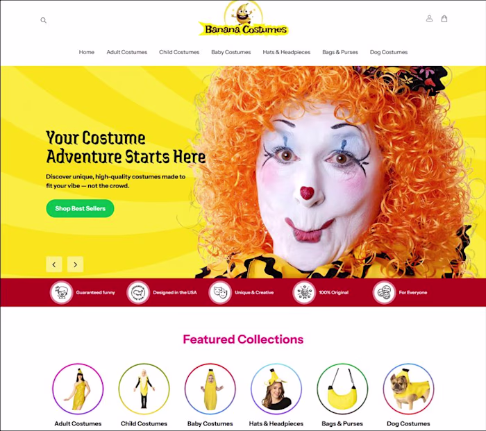 Banana Costumes E-Commerce Website Redesign