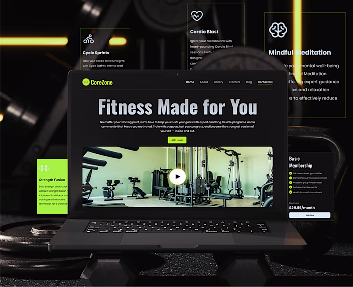 Gym & Fitness Website Design | CoreZone