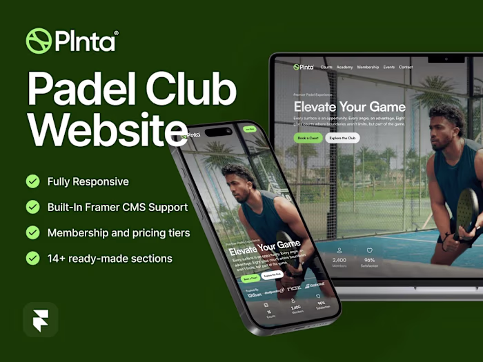 Free Planta: Padel Club Website Template for Framer