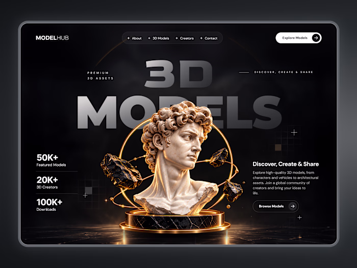 MODELHUB — 3D Marketplace Landing