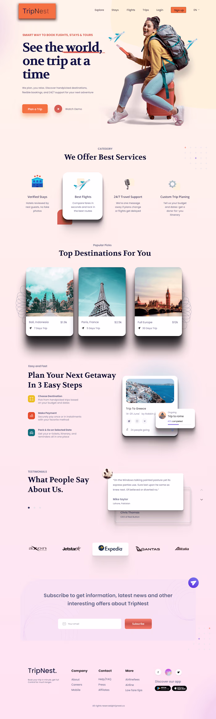 TripNest Travel Agency Landing Page