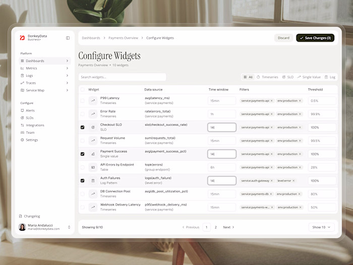 Widget configuration screen concept for