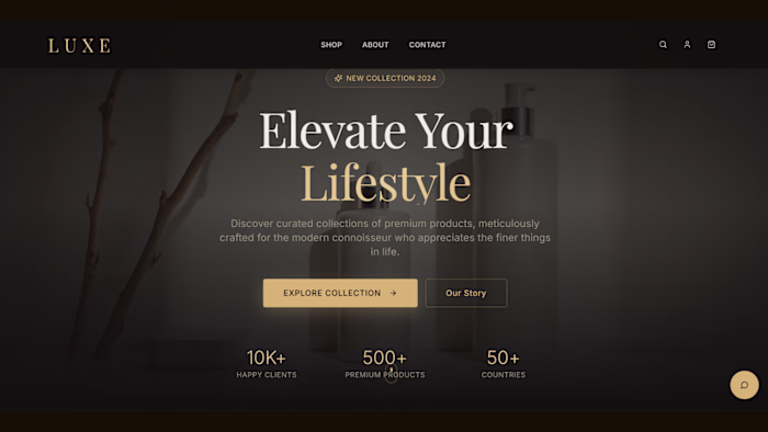 I'm building a sleek landing page for a luxury e-commerce br...