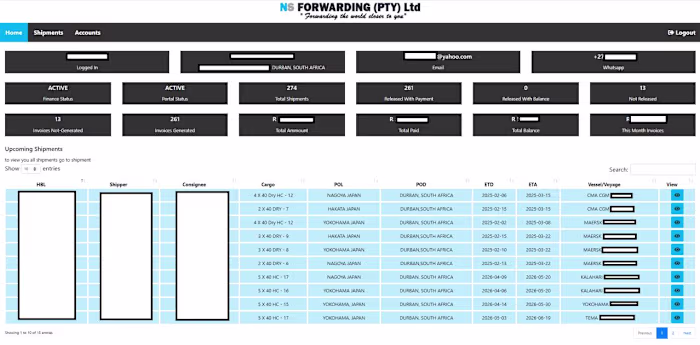 Freight Forwarding ERP & Self-Service Client Portal