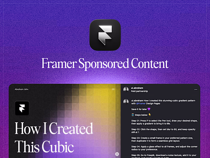 Framer Sponsored Instagram Post
