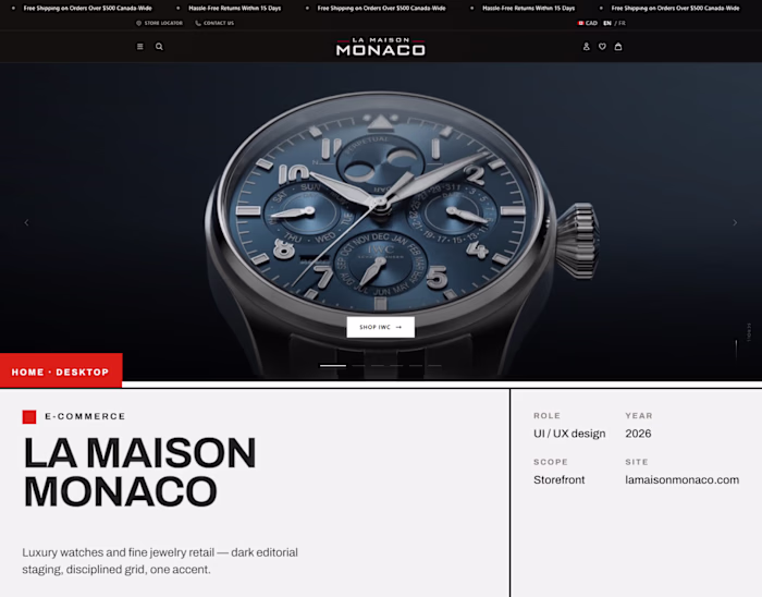 La Maison Monaco E-Commerce Design Project