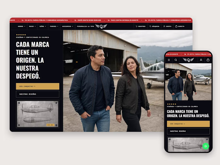 Alma de Aviador: WooCommerce to Shopify, Framer Port