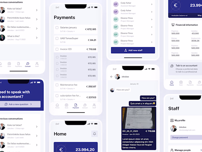 Accounting services app UI/UX design
