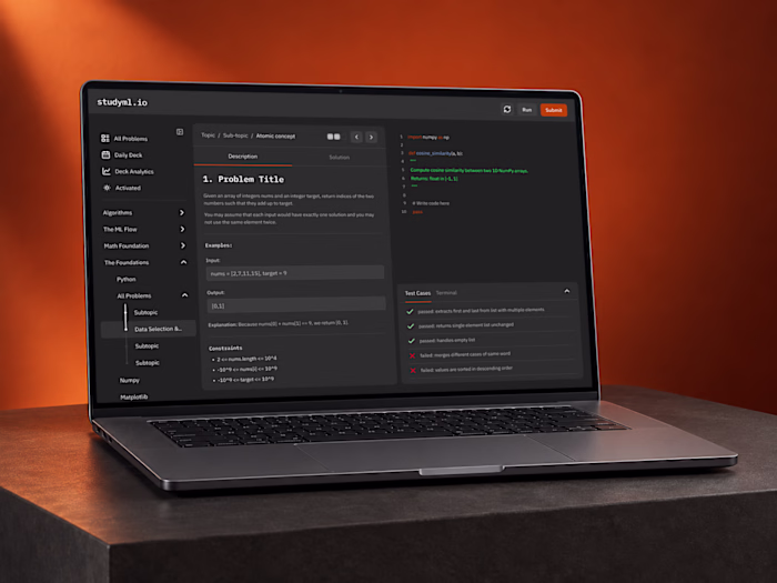 StudyML: UX/UI for a Machine-Learning Practice Platform