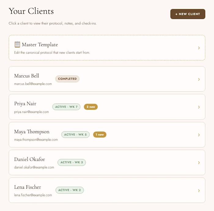 Client Portal for a Wellness Coaching Practice