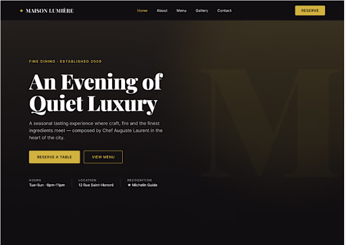 Maison Lumière — Luxury Restaurant Photography
