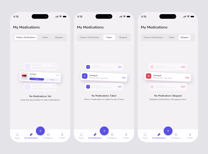 Empty state for a medication reminder application I'm workin...