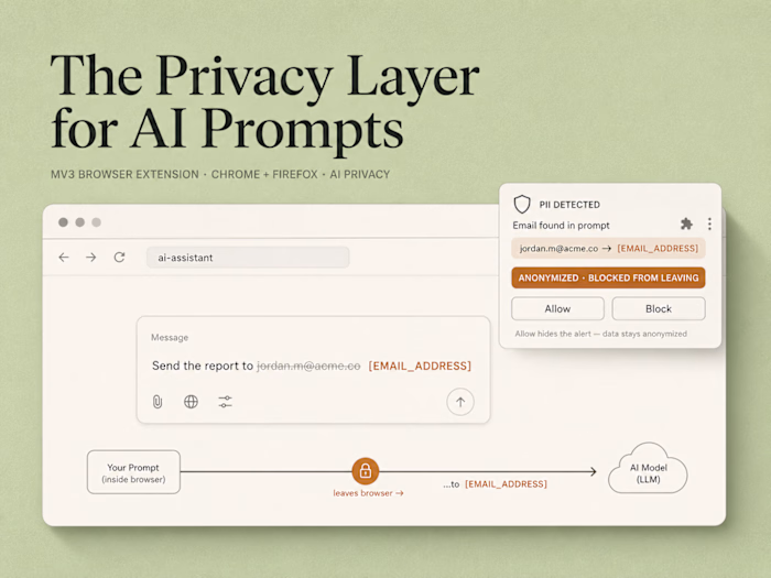 In-Browser PII Anonymization for AI Prompts